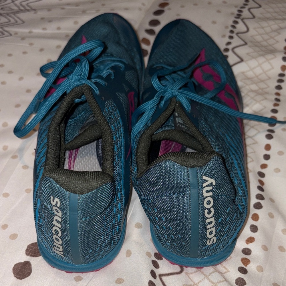 Saucony Kilkenny XC 8 Spike Teal & Pink Track Shoes w Spikes Included - Picture 9 of 10